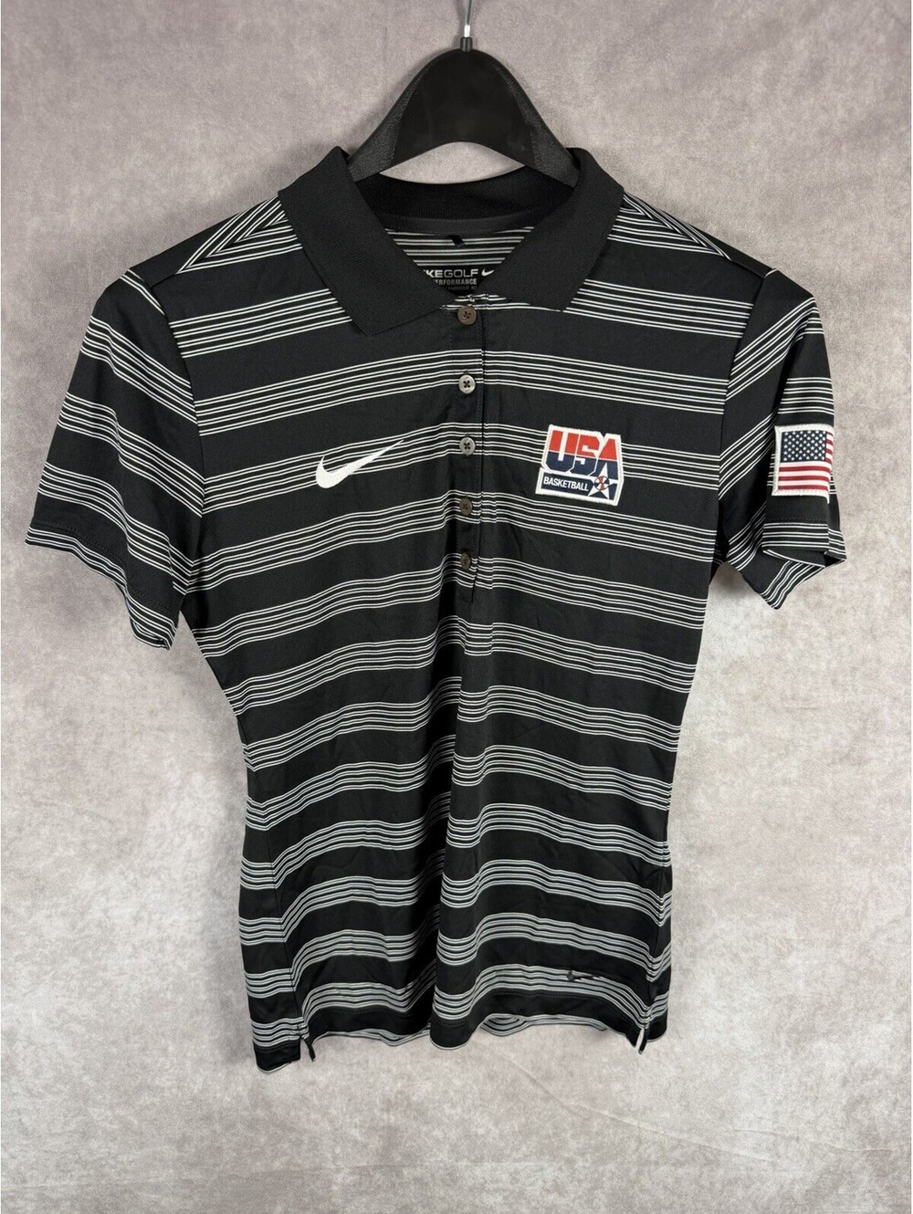 Nike Golf USA Basketball Polo Women's S Dri-FIT Tour Black